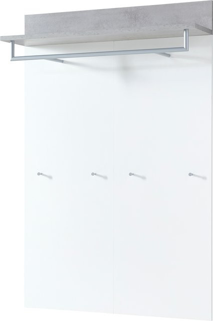 Germania Garderobenpaneel GW-TOPIX 3773 in Weiß mit Ablageboden und Metall-Kleiderstange, B/T/H: 147 x 29 x 96 cm - Bild 1