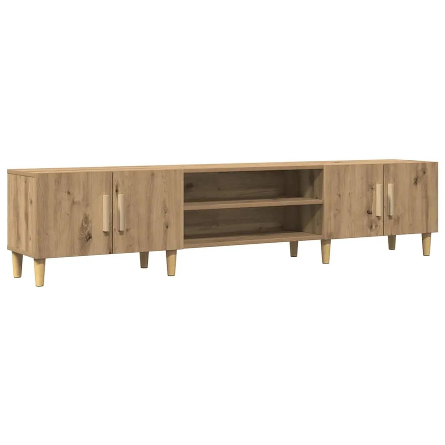 vidaXL TV-Schrank Artisan-Eiche in Braun aus Holzwerkstoff und Eukalyptus, B/T/H: 180 x 31,5 x 40 cm - Bild 2