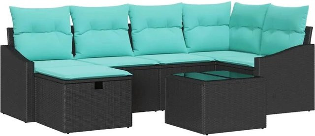 vidaXL Lounge-Gartenmöbel Set aus Poly-Rattan in Schwarz mit L-Form, Kissen und integriertem Stauraum - Bild 1