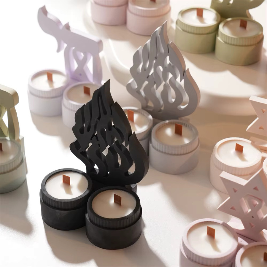 Silikonform für Ha-Esh-Sheli Beton-Chai-Sabbat-Kerzenhalter in Pink von SANZON für Chanukka-Judaica-Dekorationen und Bastelarbeiten mit Zement oder Gips - Bild 2