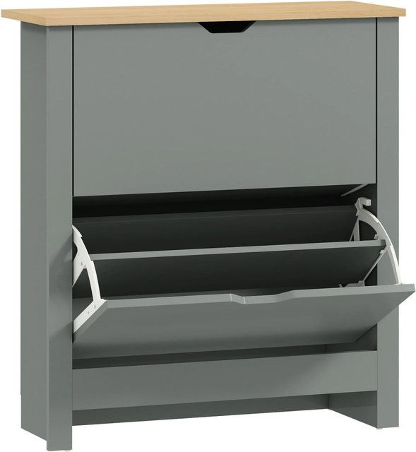 HOMCOM Schuhschrank mit Klappfächern aus Spanplatte in Hellgrau, B/T/H: 72 x 26 x 80 cm - Bild 1