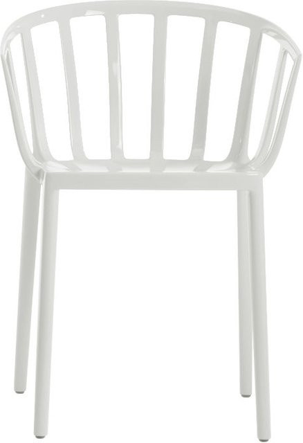 Kartell Venice Armlehnstuhl in Weiß mit Rattan-Optik und glänzender Kunststoffoberfläche für Garten, Terrasse oder Balkon - Bild 1