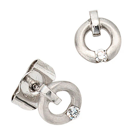 Colfem Ohrstecker 950 Platin, mattiert, 2 Diamanten, Damen - Bild 1