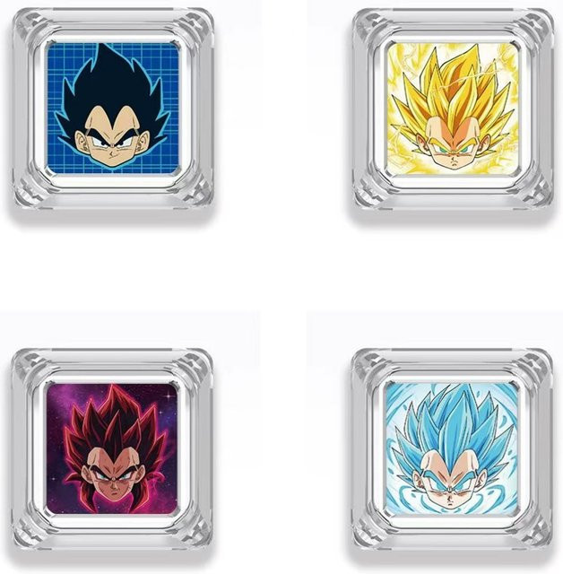 4-teiliges Set Dragon Ball Cross Axis Tastenkappen von Bandai, transparentes PC mit Quadratmuster für mechanische MX-Tastaturen - Bild 1