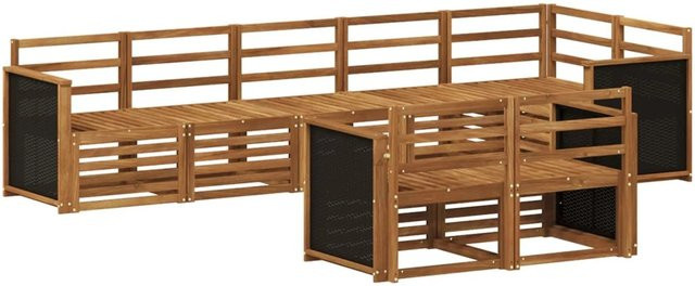 vidaXL Sofagarnitur aus Massivholz Akazie in Braun mit modernem Latten-Design und lackierter Oberfläche - Bild 1
