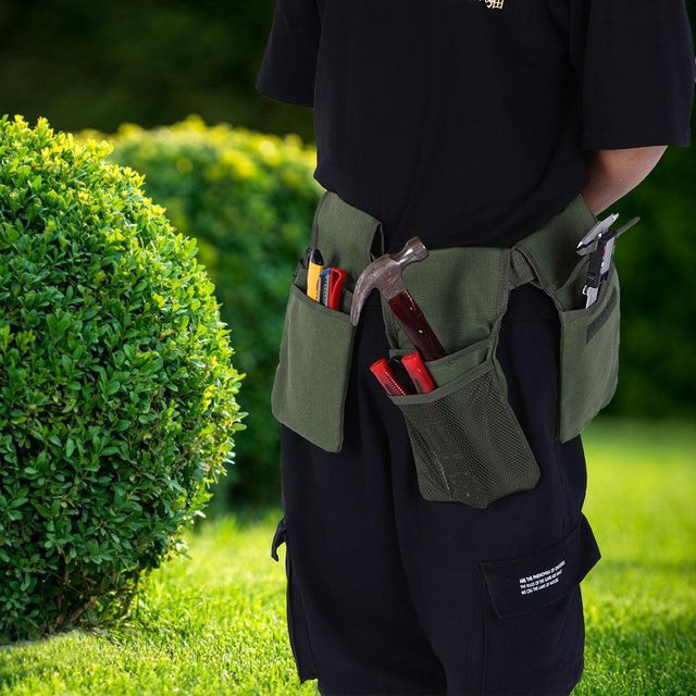 Segeltuc Gartenwerkzeugtasche Multifunktional mit 7 Taschen in Grün - Bild 1