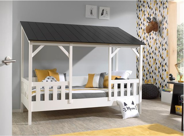 Vipack Hausbett aus Massivholz und MDF in Schwarz mit Liegefläche 90 x 200 cm - Bild 1