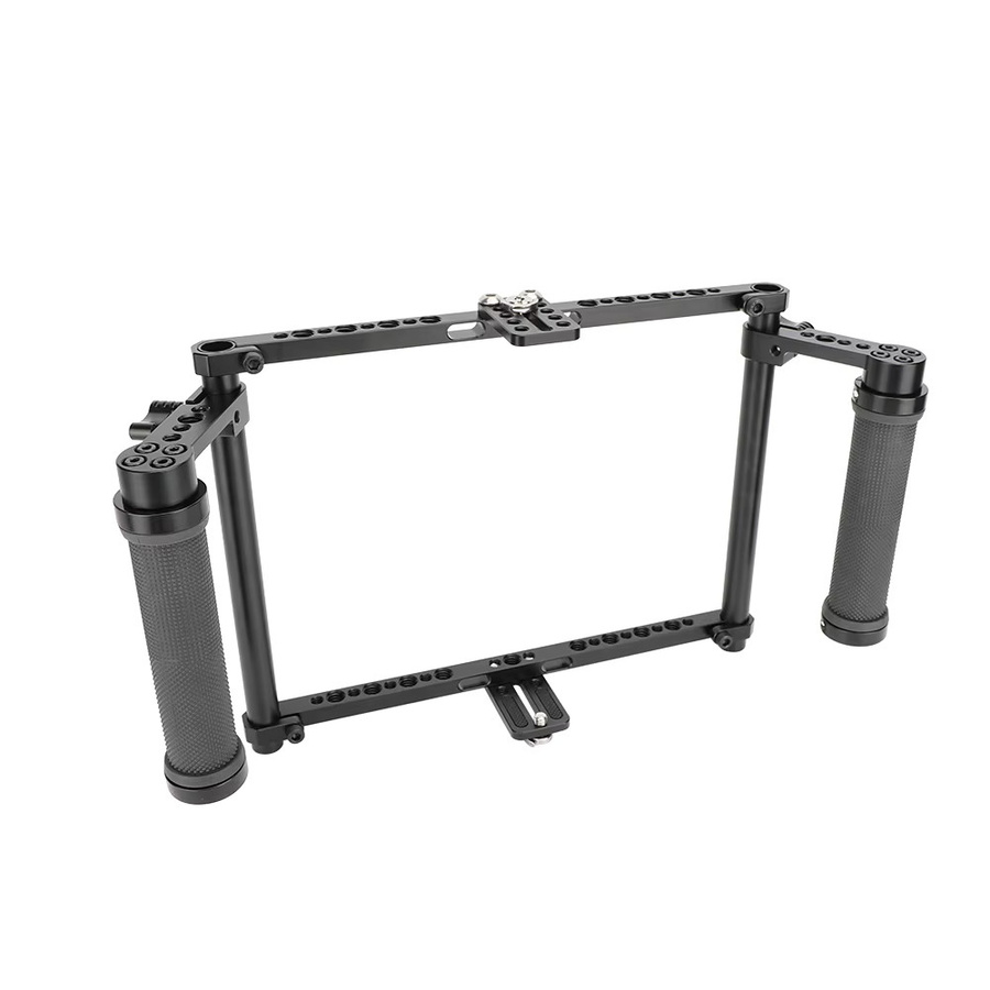 Kimrig Director's Monitor Cage Kit für Atomos Ninja Inferno und Shotgun 7 mit verstellbarem Gummi-Handgriff, Schwarz - Bild 1
