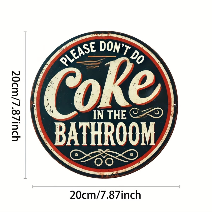 Potdemiel Wandkunstschild im Vintage-Stil aus Metall, bitte nicht im Badezimmer zu Cola, quadratisch, Mehrfarbig, B/H: 20,3 x 20,3 cm - Bild 2
