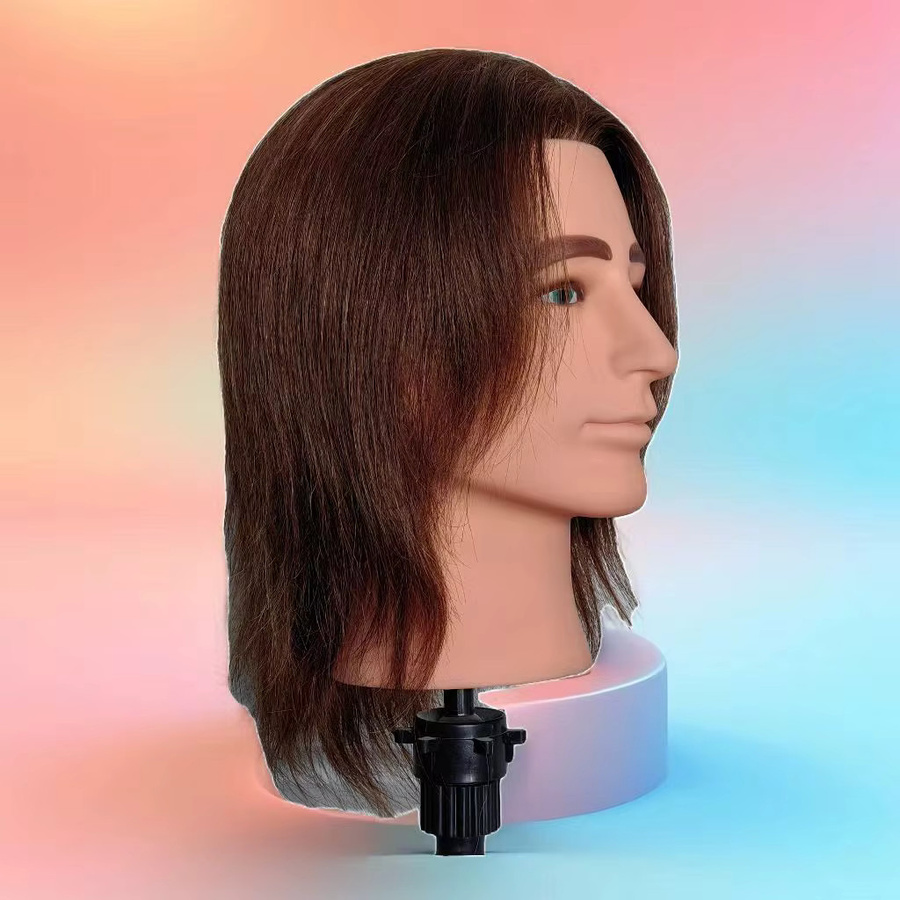 XCJIEN Schaufensterpuppenkopf Herren, 100 % Echthaar, 20,3 cm - Bild 2