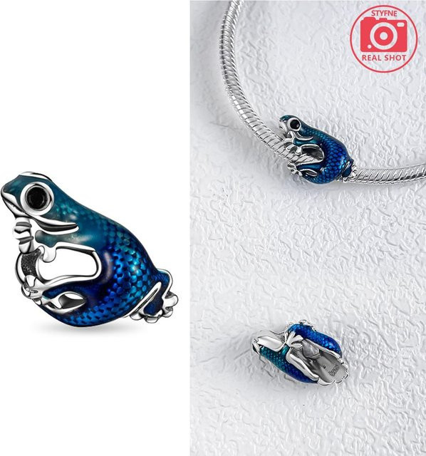 Gecko Anhängerperle Komponente, Kupfermetall beschichtet, Blau - Bild 1