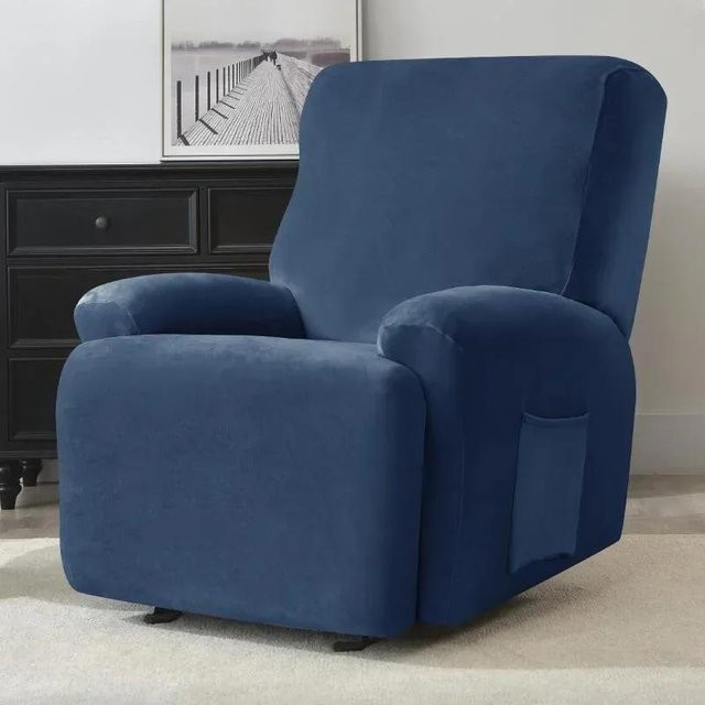Elastischer 1-Sitzer Relaxsesselbezug in Blau, Rutschfester und Staubdichter Sofabezug aus Polyester-Elastan-Mix - Bild 1