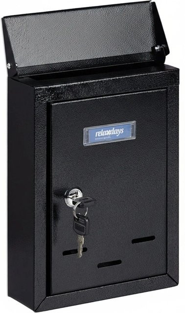 Abschließbarer Briefkasten aus Eisen von Relaxdays in Schwarz mit Namensschild, B/T/H: 26,5 x 19 x 6,5 cm - Bild 1