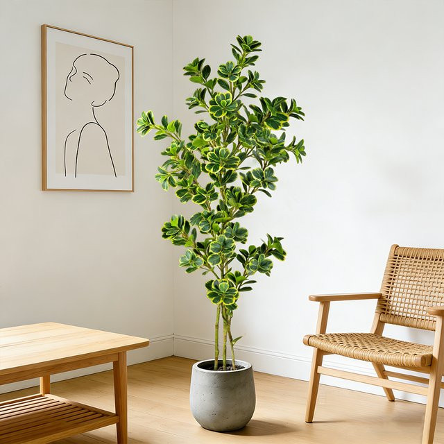 Künstlicher Ficus-Baum von Kmitang in Grün, Hohe tropische Banyan-Pflanze aus Kunststoff für Heim, Boden, Party und Hochzeitsdekoration, Höhe: 76-115 cm - Bild 1