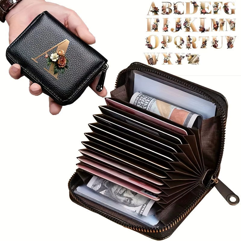 Bunte Kreditkarten-Brieftasche mit 11 Slots und 26 Buchstaben für Damen und Herren in Schwarz und Multicolour - Bild 7