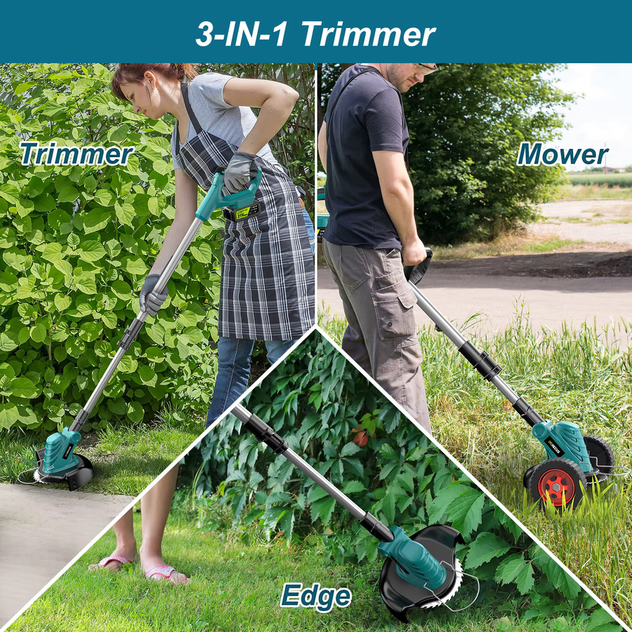 Gisam Bürstenloser Elektrischer Rasenmäher und Kabelloser Rasentrimmer für Makita LXT 18V Akku, 8 Zoll, Verstellbarer Gartenschneider - Bild 3