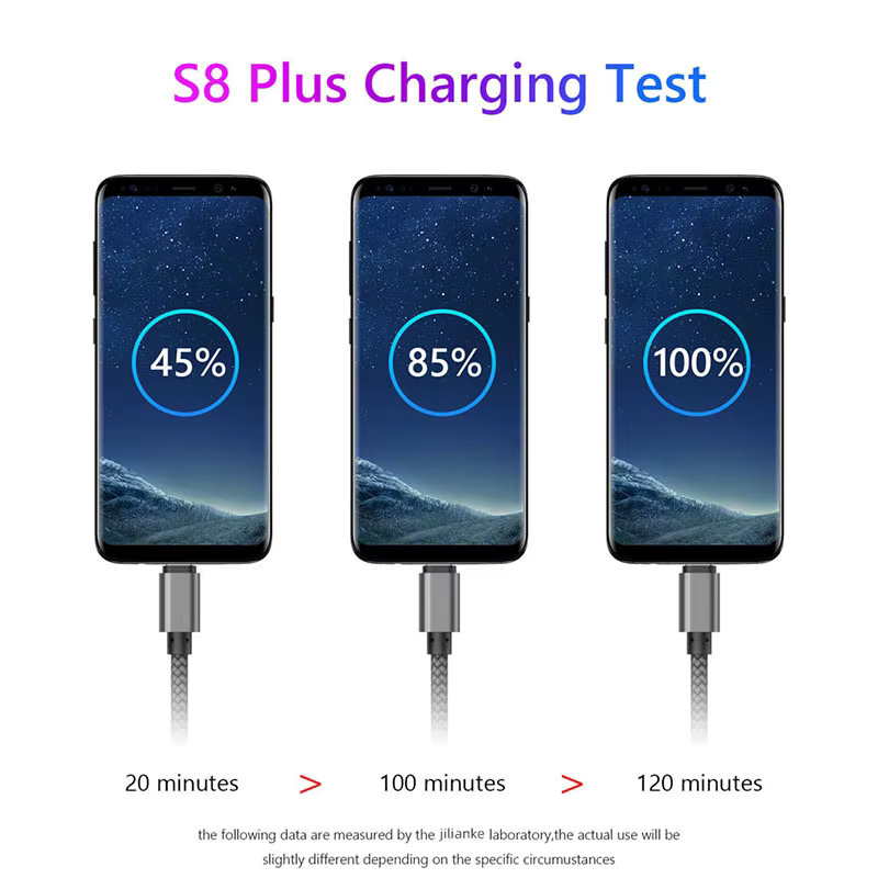 Koovesy USB-A auf Typ-C Nylon-Datenkabel für Android-Smartphones in Weiß und Grau - Bild 6