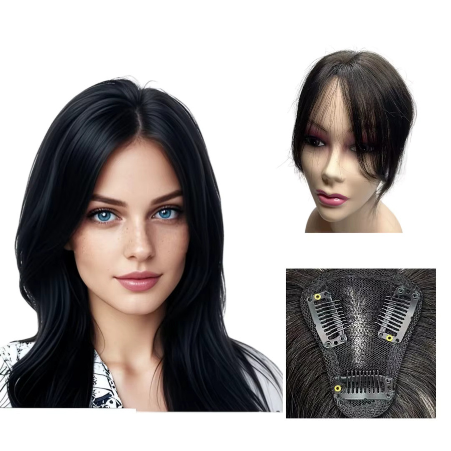 Satifresion Clip-in-Haarteile Echthaar-Topper, Damen, grau - Bild 2