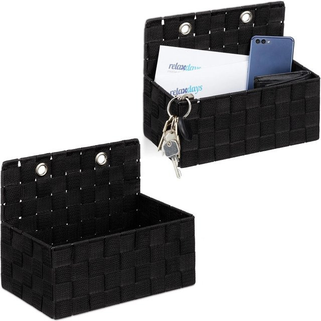 Relaxdays Aufbewahrungskörbe aus Kunststoff und Metall zum Hängen, 2er Set, Schwarz, B: 20 cm, T: 25 cm, H: 16,5 cm - Bild 1