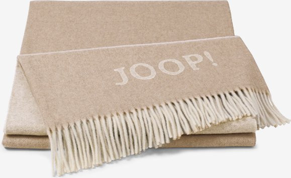 Plaid JOOP! FINE-DOUBLEFACE in Creme-Natur aus Wolle und Kaschmir mit Fransen und Reversibler Optik - Bild 1