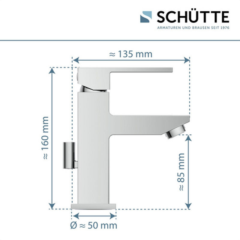 SCHÜTTE Waschtischarmatur Tokyo II aus Messing in Chrom, silberfarben, mit Einhebelmischer und Ablaufgarnitur - Bild 3