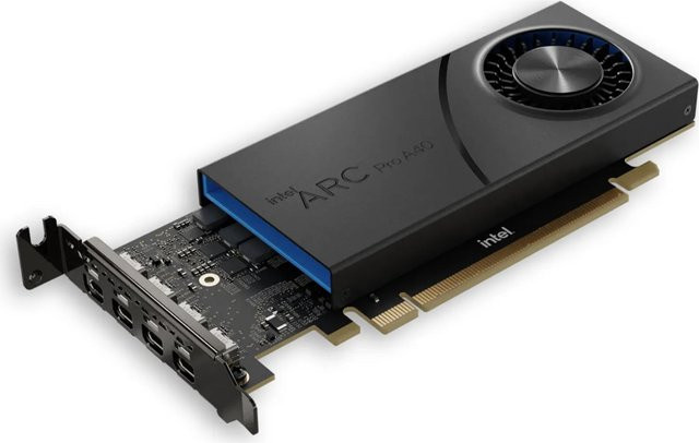 Intel Arc Pro A40 Grafikkarte mit 6 GB Speicher und 4 x Mini DisplayPort in Schwarz - Bild 1