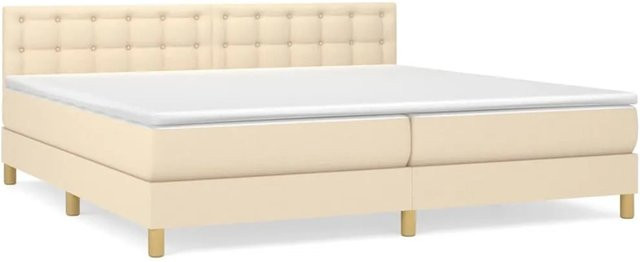 vidaXL Boxspringbett Hybrid mit Matratze und Taschenfederkern in Beige, B/T: 200 x 200 cm - Bild 1