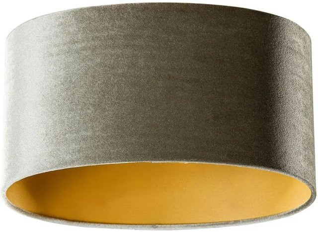 QAZQA Samtlampenschirm Oval in Grün mit goldener Innenseite für E27, B: 35 cm, T: 23 cm, H: 18 cm - Bild 1