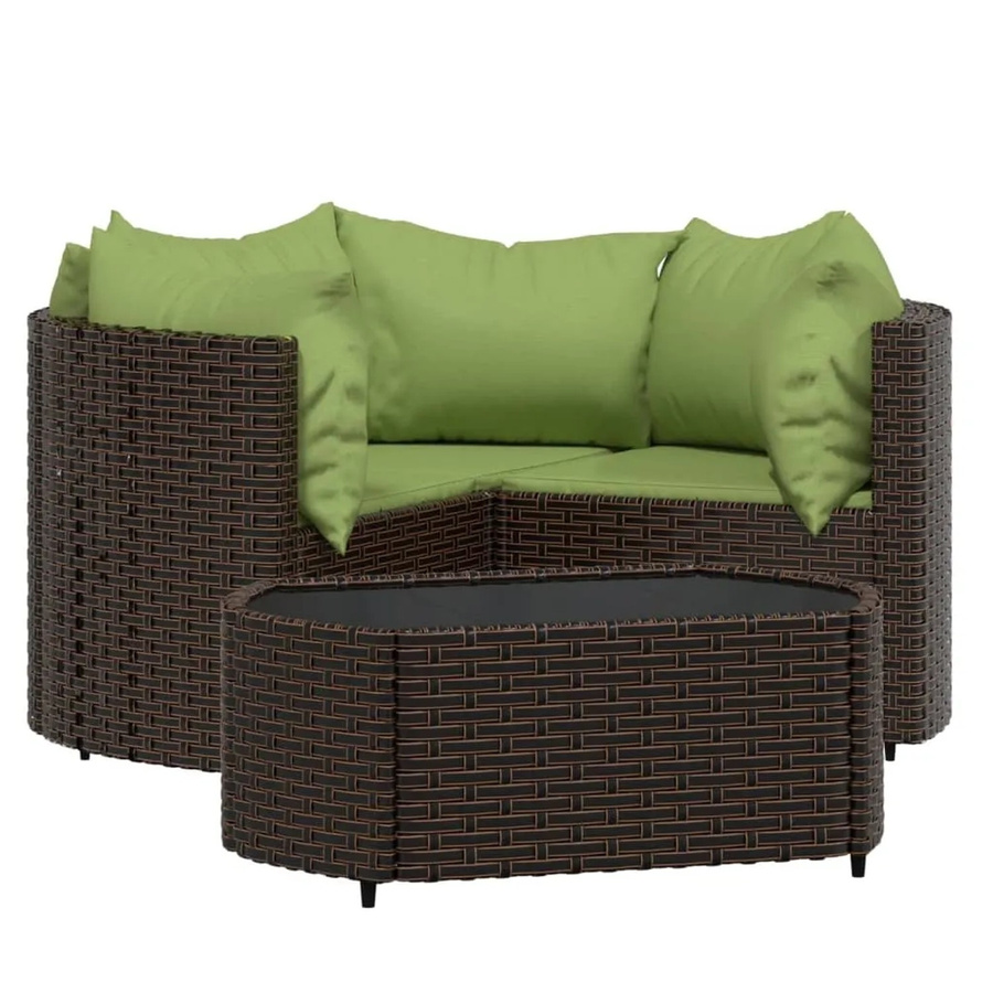 vidaXL 4-tlg Garten-Lounge-Set in L-Form aus braunem Poly-Rattan mit Kissen und Couchtisch - Bild 2