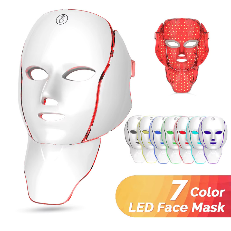 foreverlily LED-Gesichtsmaske mit Halsbereich, 7-Farben-Lichttherapie, Unisex - Bild 5