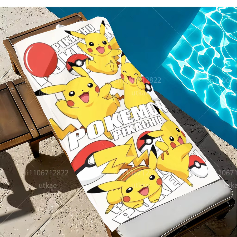Potdemiel Pokémon Pikachu Mikrofaser Strandtuch, schnelltrocknendes und sandfreies Handtuch in Multicolour - Bild 2