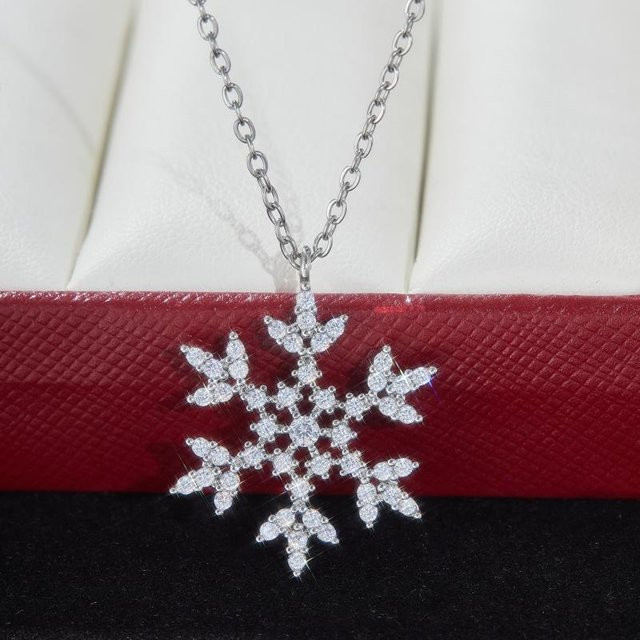 Lucky Star Jewelry Halskette, Schneeflocke, Zirkonia, Silber, Messing, Damen - Bild 1