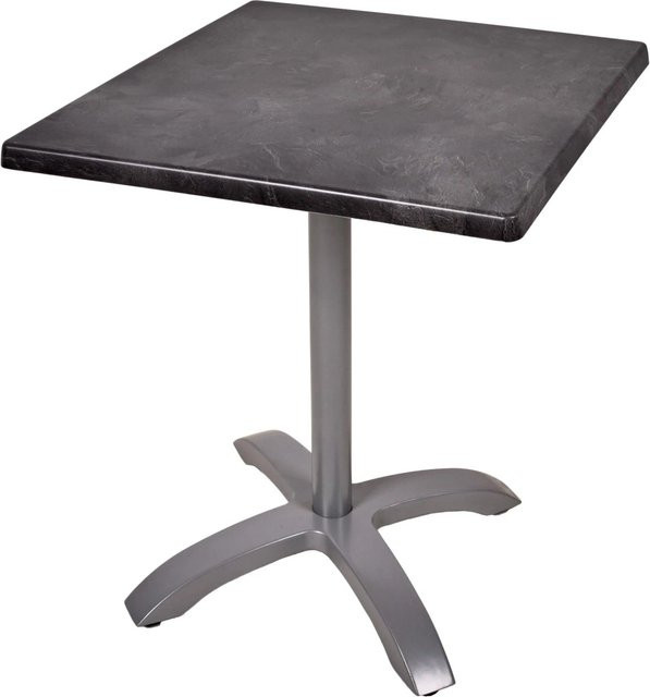 DELUKE Bistrotisch KATJA quadratisch in Schwarz, moderner Cafétisch aus Aluminium und Spanplatte für Innen- und Außenbereich, B/T/H: 70 x 70 x 66 cm - Bild 1