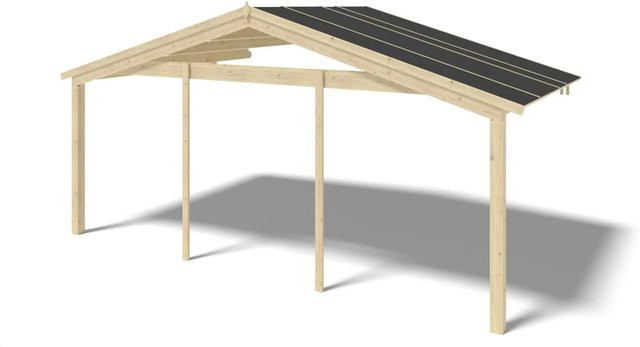 ALTANKA Holz-Überdachung für Veranden, Terrassen und Gartenhäuschen mit Bitumenpappe, B/T: 6 x 3 m, Modell DOM556 - Bild 1
