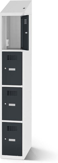rotstahl Fächerschrank mit 4 Fächern und Ladefunktion, Korpus lichtgrau und Türen anthrazit, B: 40 cm, H: 200 cm - Bild 1