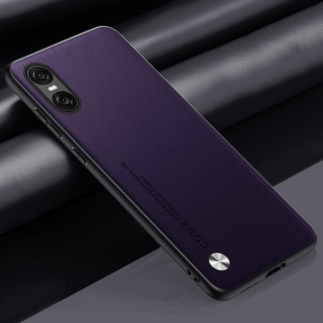 Luxus Hybrid Handyhülle aus PU Leder und TPU für Sony Xperia 1 V, 10 VI, 1 VI, 10 V, 1 V, 5, IV in Dunkelviolett - Bild 1
