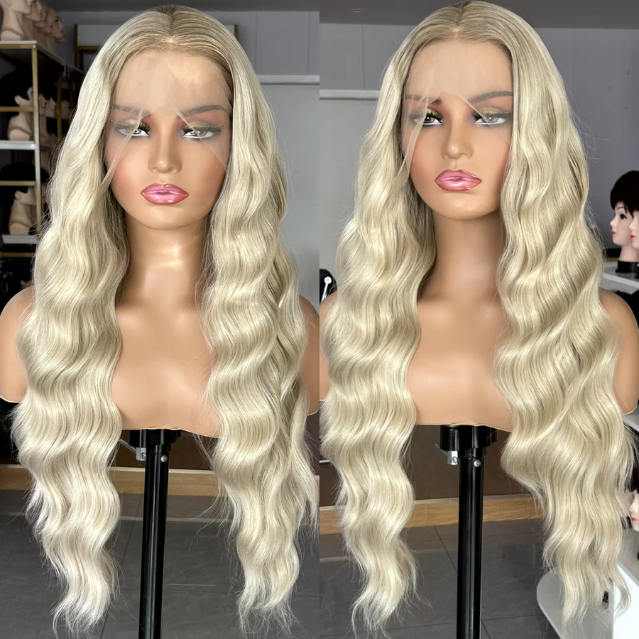 XiuQingCheng Lace-Front-Perücke, blonde braune Ombre, lockig, Damen - Bild 4