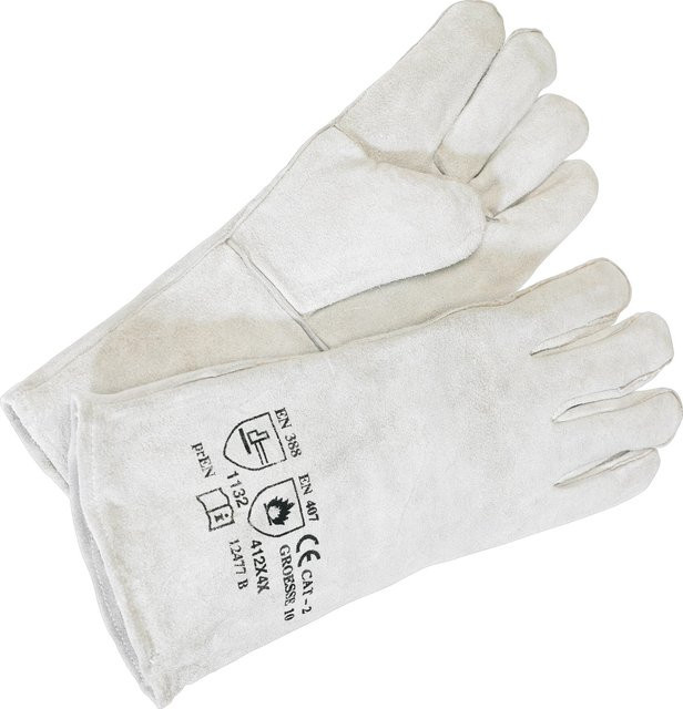 LUX-TOOLS Arbeitshandschuh Comfort Lang aus Leder in Beige, Größe 10, EN 388 - Bild 1