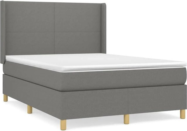 vidaXL Boxspringbett mit Matratze Dunkelgrau B/T: 140 x 200 cm - Bild 1
