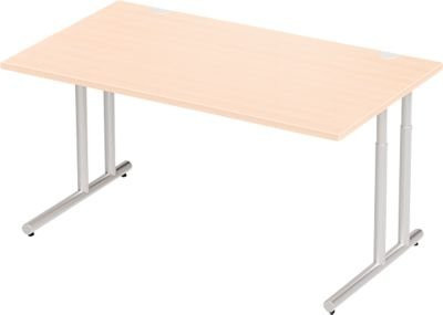 Schäfer Shop Select Schreibtisch COMBITEC mit C-Fuß und Kabeldurchlass, Ahorn/Weißaluminium, B: 160 cm, T: 80 cm, H: 67,7-81,7 cm - Bild 1