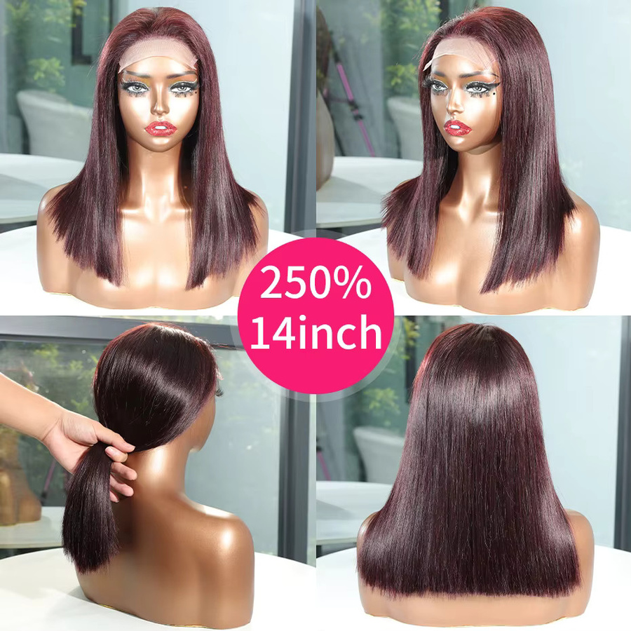 Urban Aura Lace Front Perücke, 100 % Echthaar, Burgunderrot, Bob-Schnitt - Bild 3