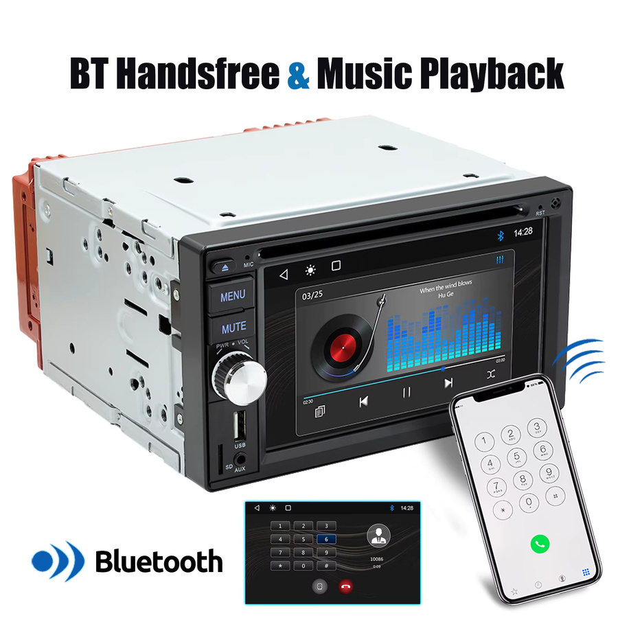 MOPECT Doppel-DIN Autoradio mit 6,2 Zoll Display, Kabelloses Carplay und Android Auto, CD-DVD-Player, Bluetooth, USB, AUX, FM und Mirror Link in Schwarz - Bild 3