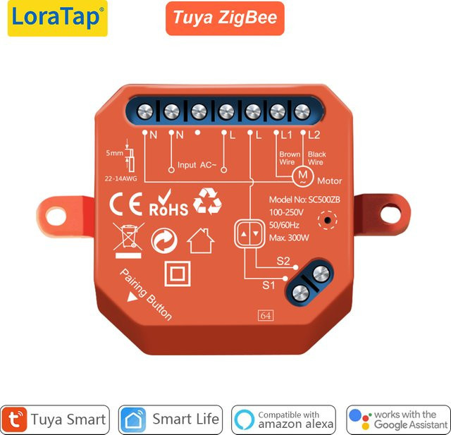 LoraTap ZigBee 3.0 Vorhangjalousien-Schaltmodul für Tuya Smart Life App mit Alexa und Google Assistant Fernsprachsteuerung - Bild 1