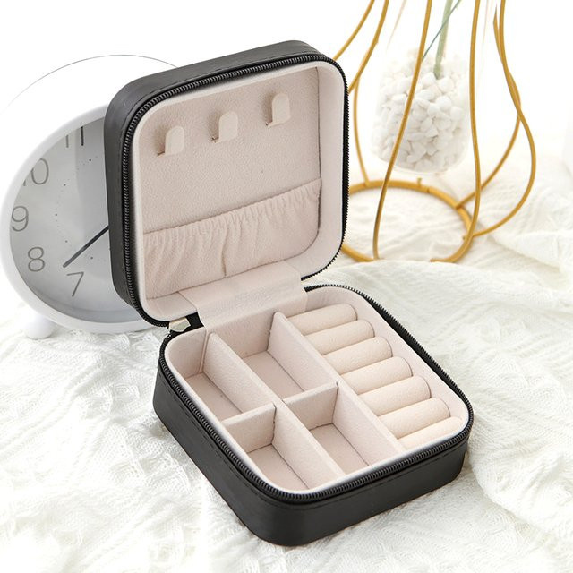 Einlagige Schmuckbox für Damen aus Leder in Rosa, klassische Reise-Aufbewahrungsbox - Bild 1