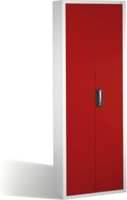 C+P Magazinschrank mit 114 Sichtlagerkästen, Front Rubinrot, Korpus Lichtgrau, H: 198 cm, B: 70 cm, T: 30 cm - Bild 1