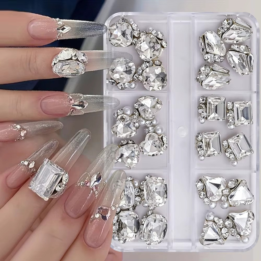 MAFANAILS Nagelsteine, Kristall, Herz- und Quadrat-Form, Glänzend - Bild 2