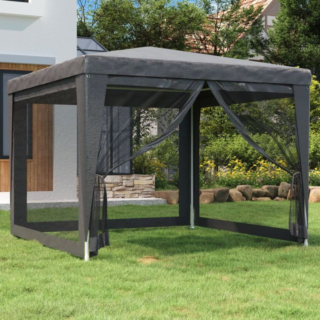 vidaXL Partyzelt mit 4 Mesh-Seitenwänden in Anthrazit, B/T/H: 300 x 300 x 246 cm - Bild 3