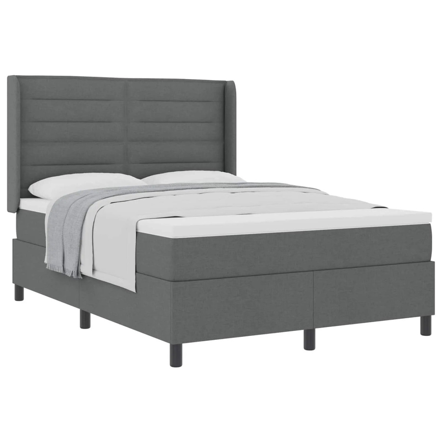 vidaXL Boxspringbett mit Matratze in Grau, B/T/H: 160 x 200 x 118 cm (Höhe: 163 cm) - Bild 2