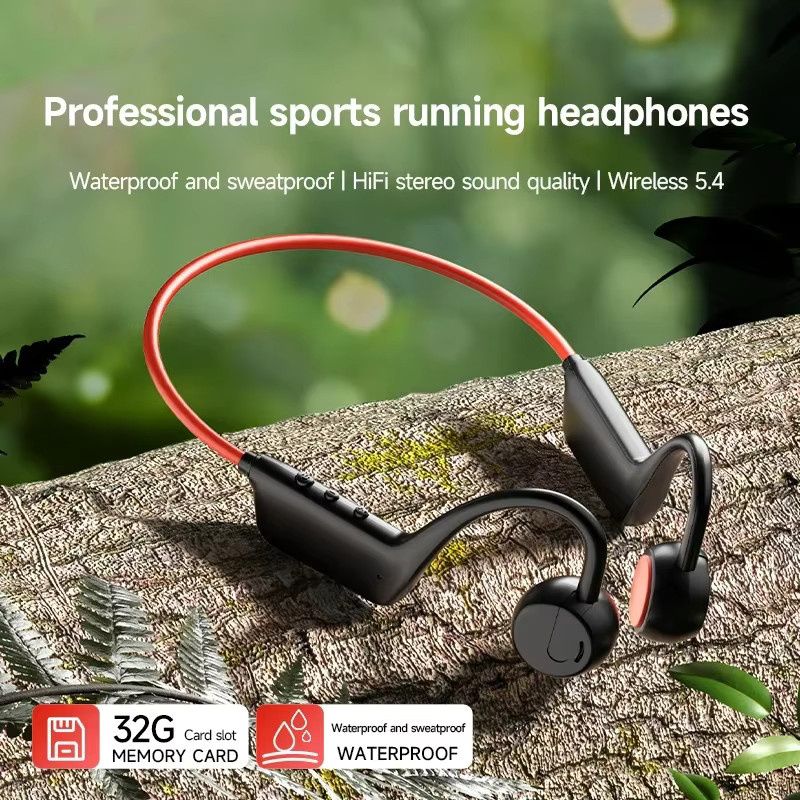 Lenovo Knochenleitungs-Kopfhörer kabellos mit Bluetooth 5.4 und Mikrofon, IPX8 wasserdicht für Sport und Schwimmen, in Schwarz oder Rot - Bild 3
