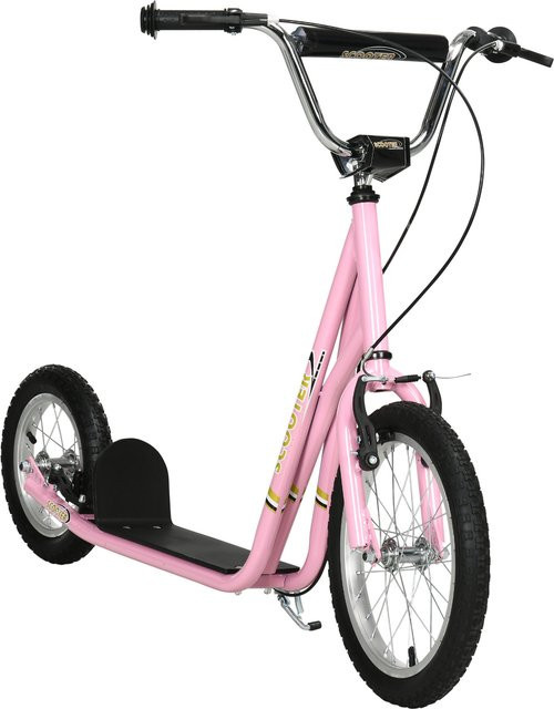 HOMCOM Kinderroller mit Bremsen, Kickboard, Rosa, ab 5 Jahre - Bild 1